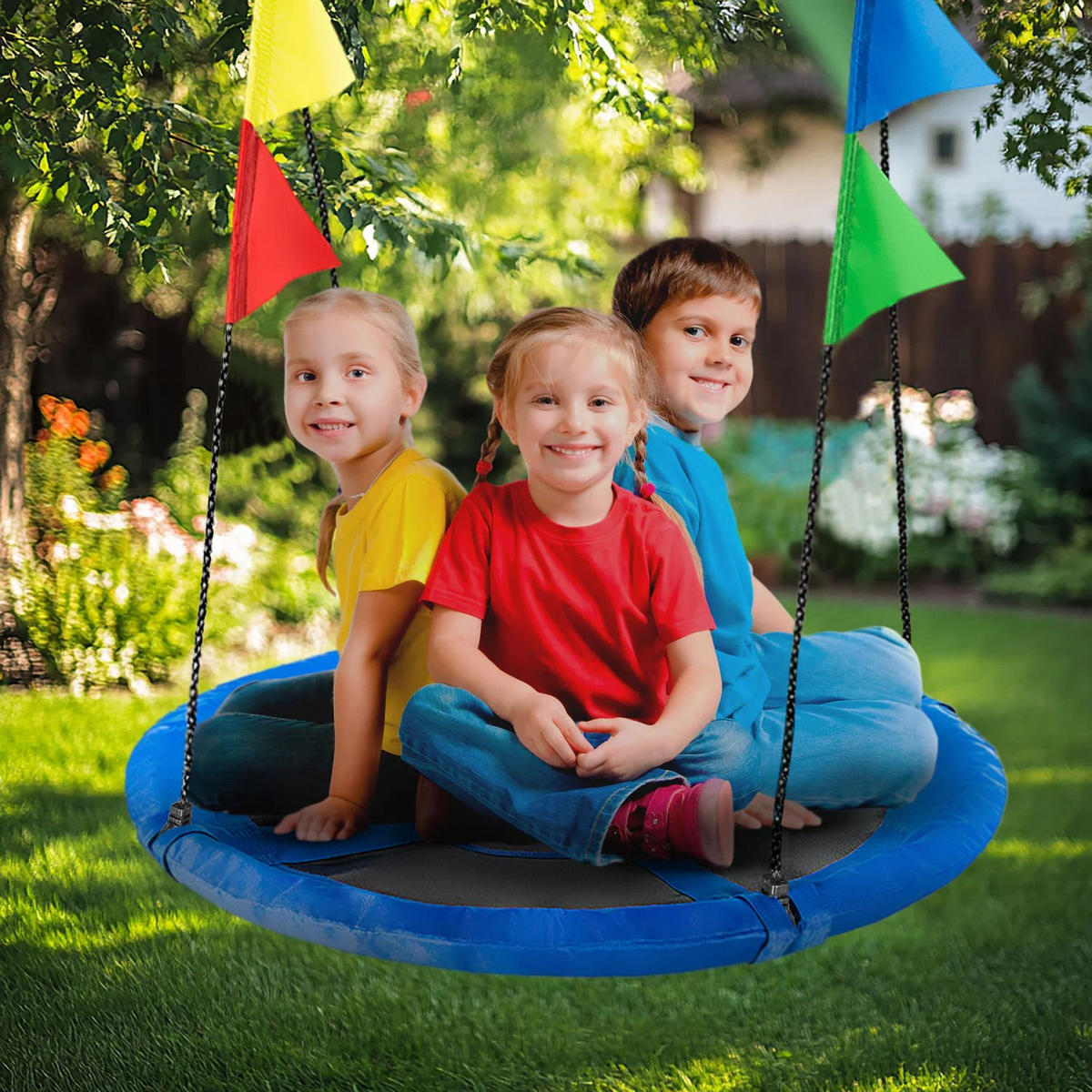 NESTSCHAUKEL bis 150 kg, 100 cm Durchmesser - Blau, Textil (100/160/100cm) - Luverno