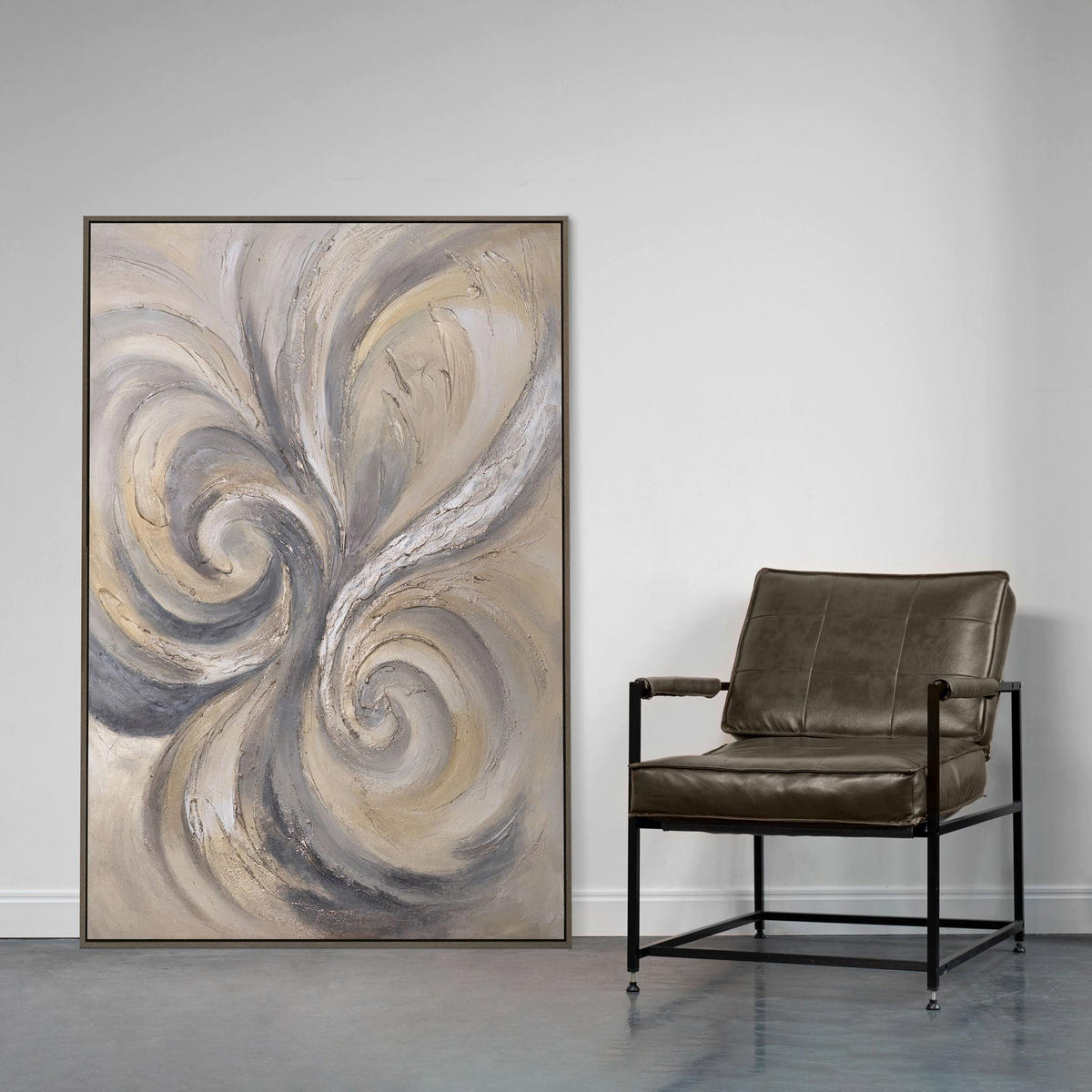 GEMÄLDE Sand und Wolken Schattenfugenrahmen Eichefarben 140x100 cm - Eichefarben, Holz (140/100cm) - YS-art gallery