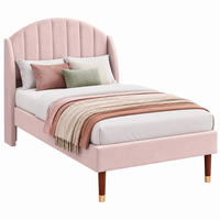 BETT mit Lattenrost und Kopfteil 90x200 cm Samt Pink - Pink, Metall (90/200cm) - Meubliv
