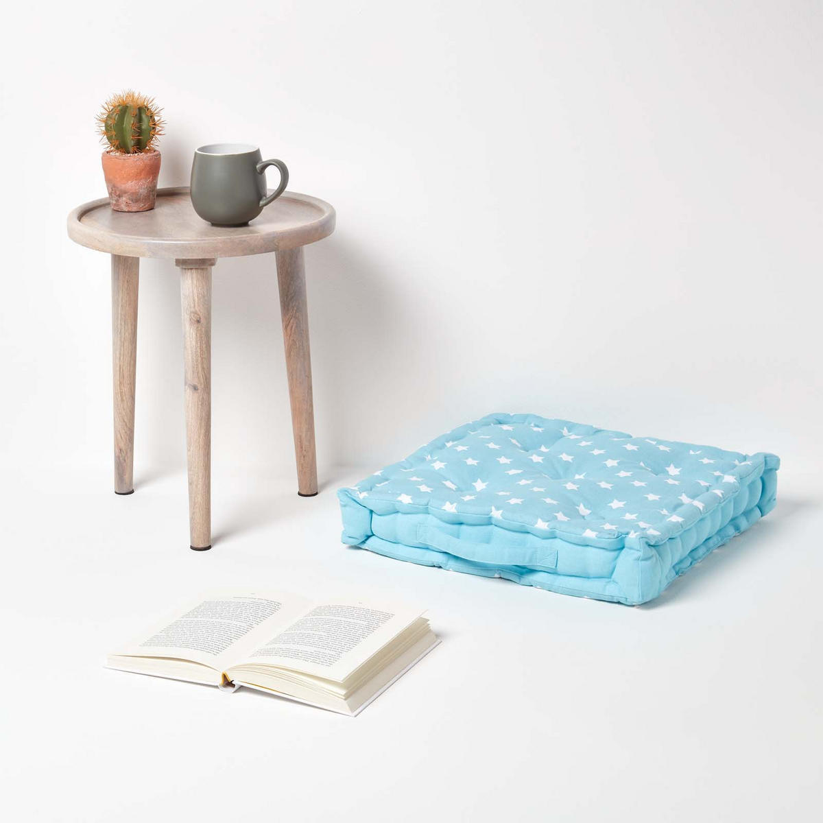 SITZKISSEN Sterne blau 40/40/8 cm - Blau, Textil (40/40/8cm) - Homescapes