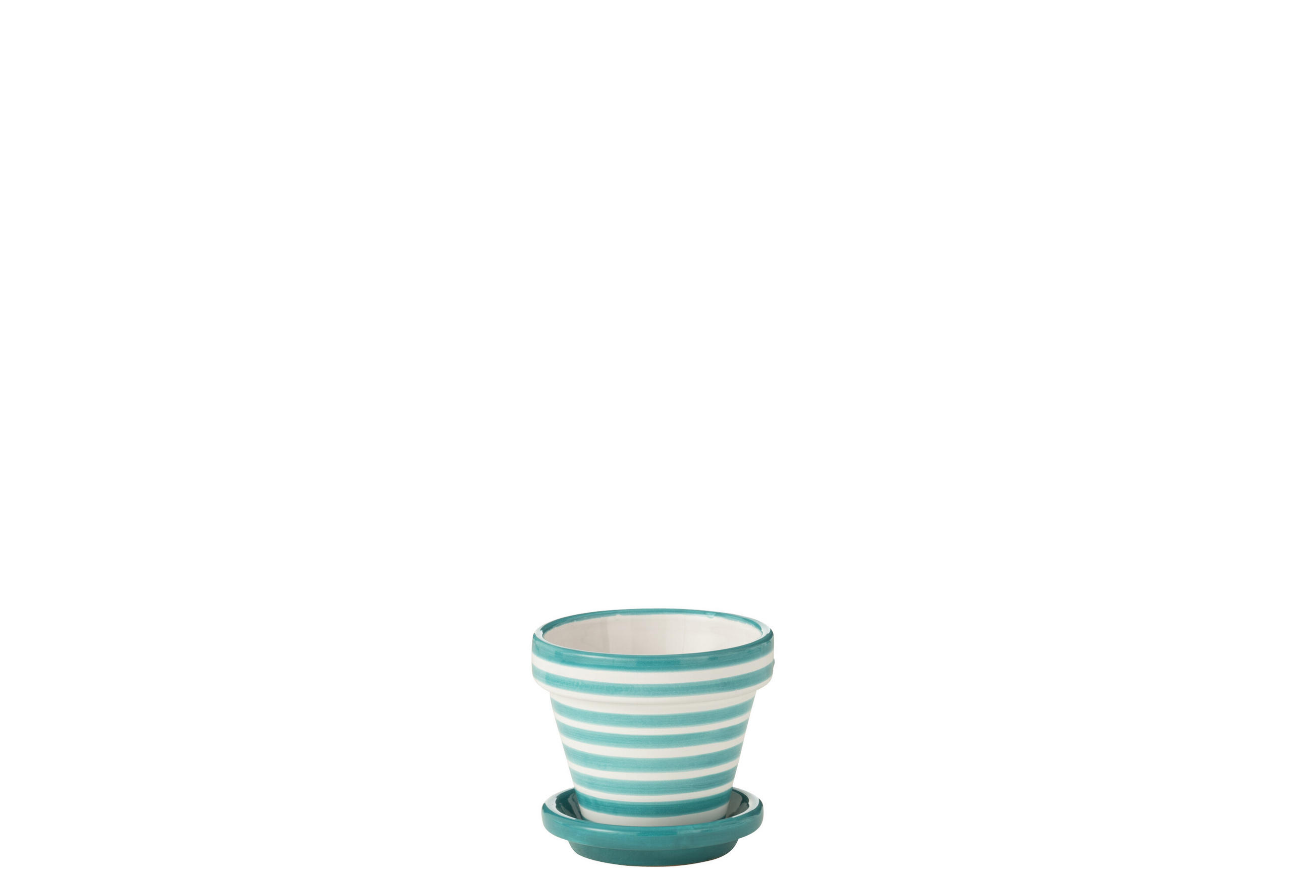 BLUMENTOPF GRANADA STRIPES - Töpferei - Aqua - XS - Ø 17 cm - Multicolor, Keramik (17/15cm) - J-Line