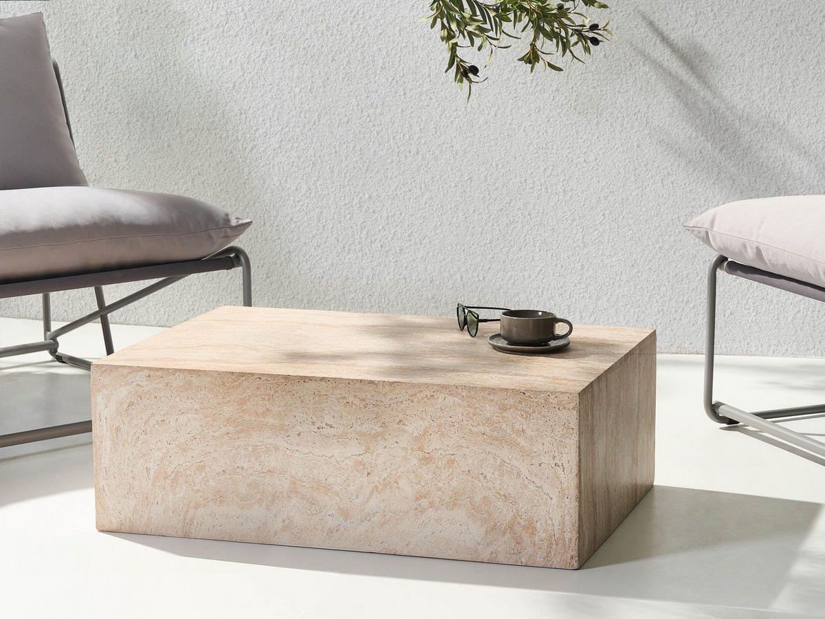 COUCHTISCH 90/66 cm Travertinoptik Nobres - Beige, Keramik (90/66/30cm) - Beliani