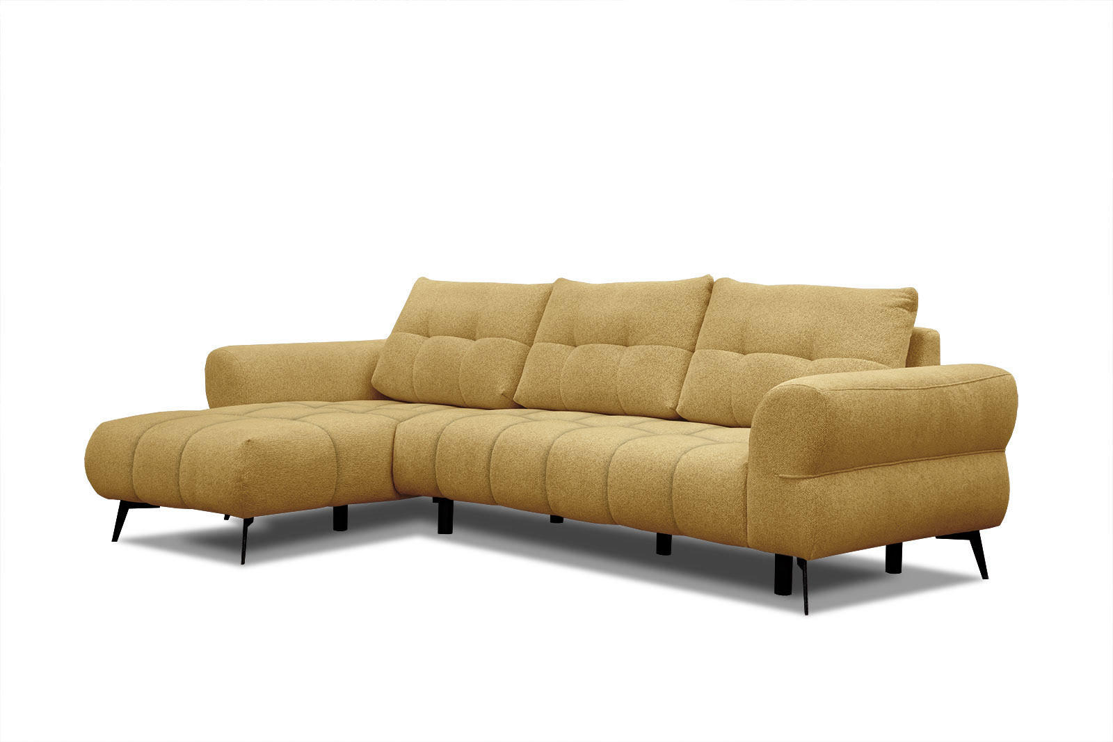 ECKSOFA SALVINI 4-Sitzer, honig - Schwarz/Honig, Holzwerkstoff/Textil (158/292cm) - Courtois Laville
