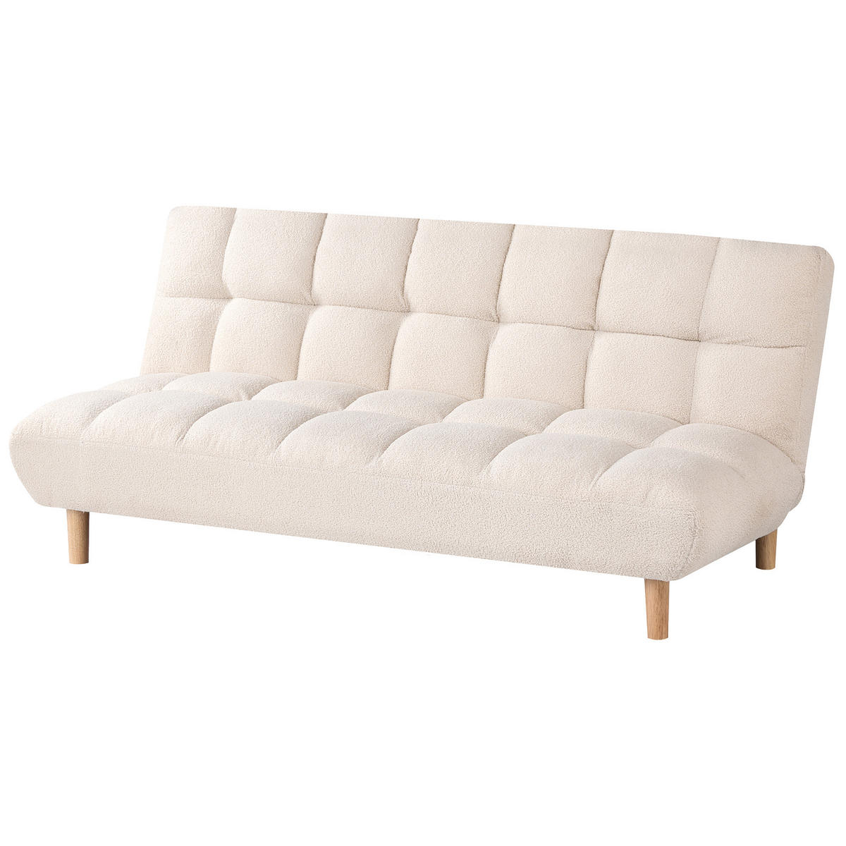 SCHLAFSOFA 2-Sitzer Bouclé Cremeweiß Risor - Creme, Textil (190/83/90cm) - Beliani