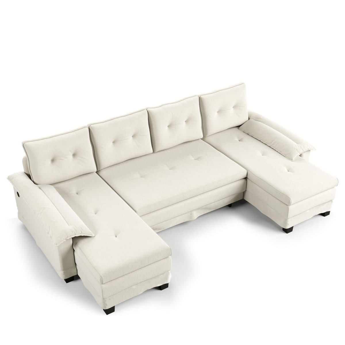 SOFA-BETT U-Form mit USB und Schlaffunktion 278 cm Chenille Beige - Beige, Textil (127/87/278cm) - Meubliv