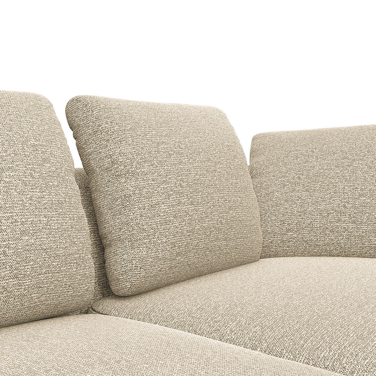 ECKSOFA mit Longchair - Creme/Schwarz, Kunststoff/Textil (276/146cm) - home24