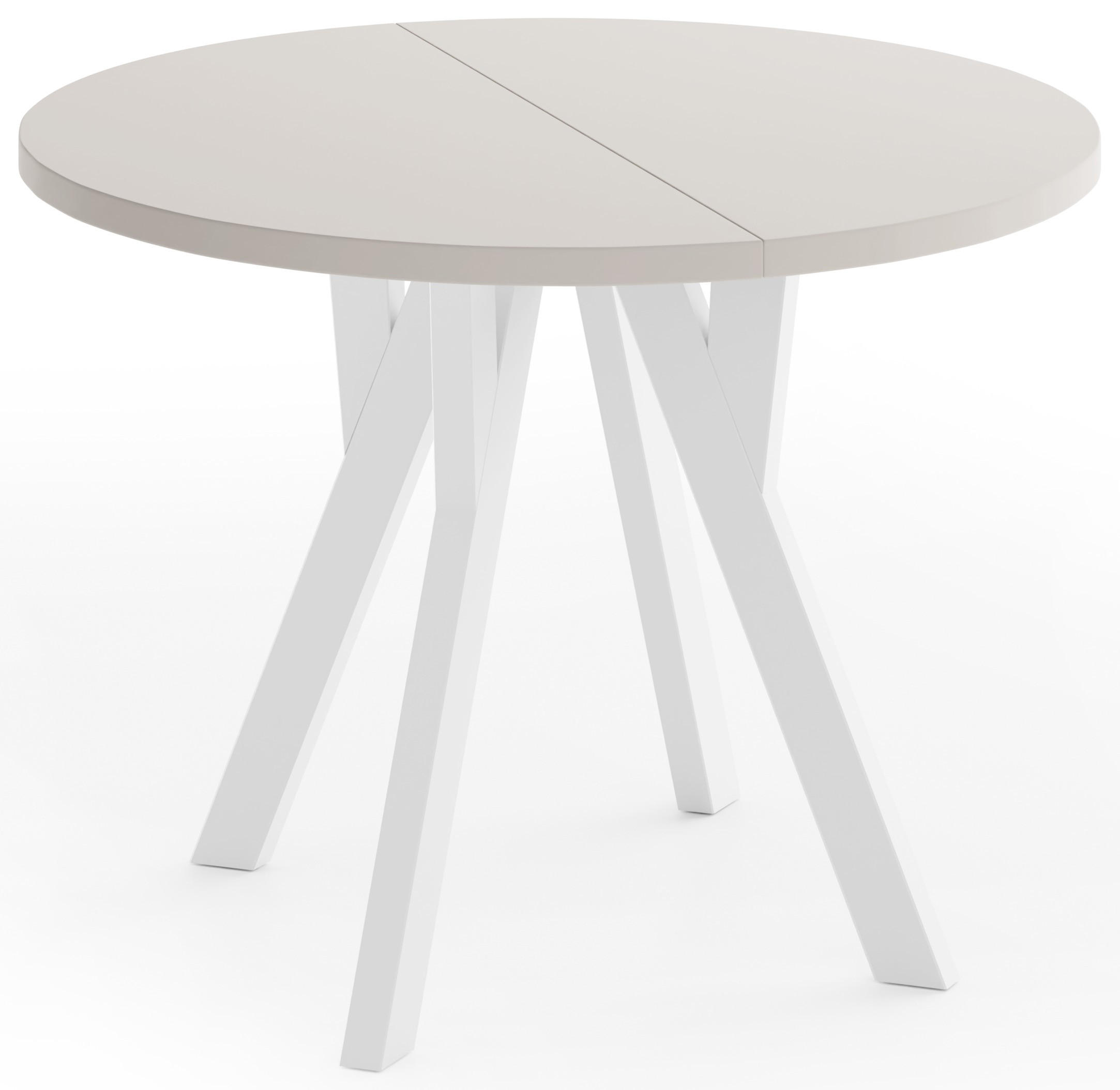 ESSTISCH Vero Weiß rund ausziehbar verlängerbar, Kaschmir 100-300/100/77 cm - Kaschmir/Beige, Holz/Holzwerkstoff (100/300/76.5cm) - WFL GROUP