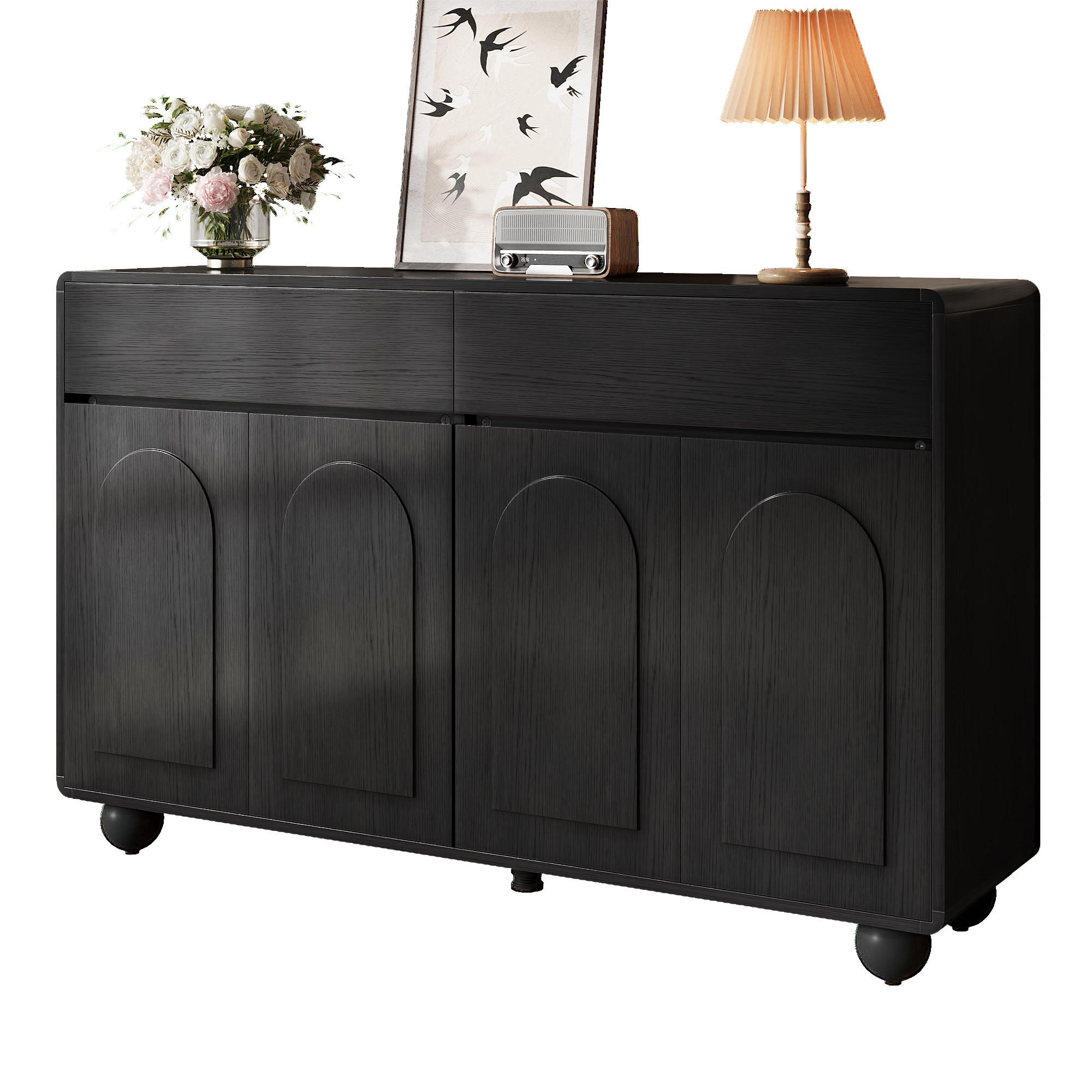 SIDEBOARD in Schwarz Aufbewahrungsschrank mit Schubladen, 140 B x38 T x 89 H(cm), fürs Wohn & Schlaf - Schwarz, Holzwerkstoff (140/89/38cm) - STILVORA