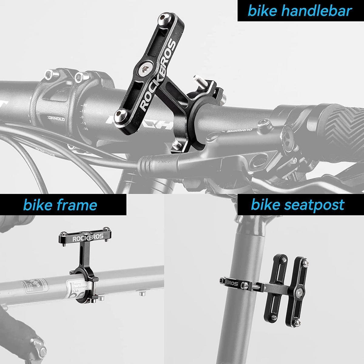 FLASCHENHALTER Adapter aus Aluminium, einstellbar für zwei Flaschen - Schwarz, Metall (7.5/8/3cm)