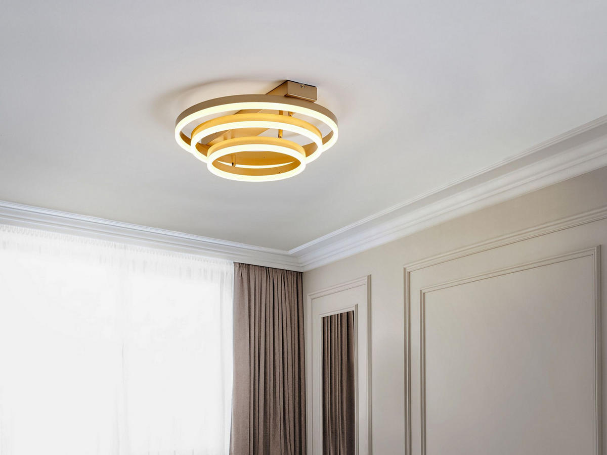 DECKENLEUCHTE Nore 52/52/20 cm - Goldfarben, Kunststoff (52/50/20cm) - Beliani