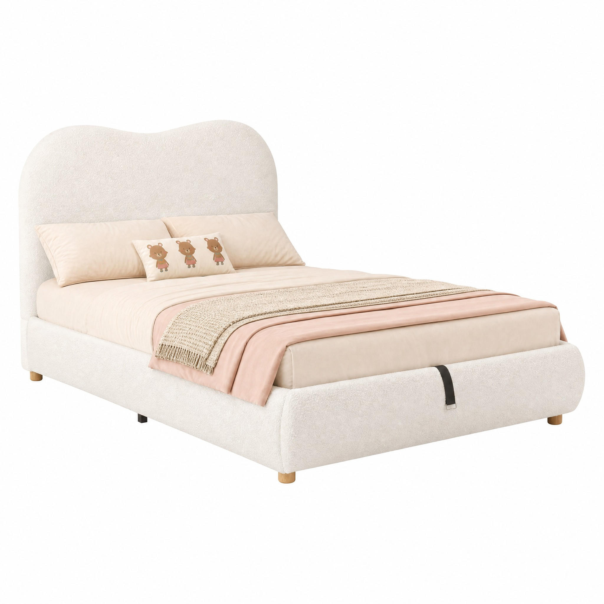 KINDERBETT mit Stauraum Bouclé Beige - Beige, Metall (90/200cm) - Meubliv