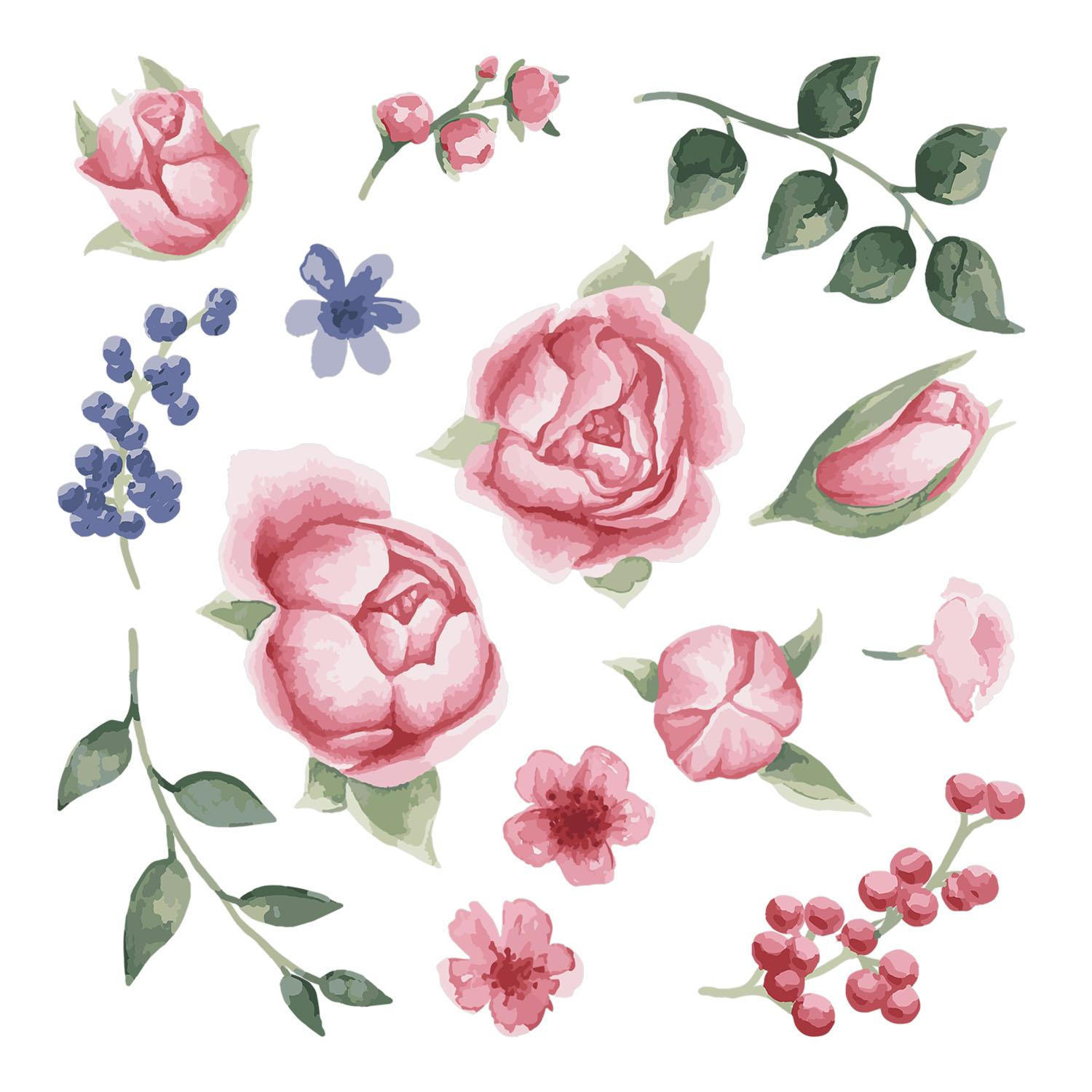 WANDAUFKLEBER 80x102cm - Pfingstrosen - Multicolor, Kunststoff (80/102/0.1cm) - Wallfluent