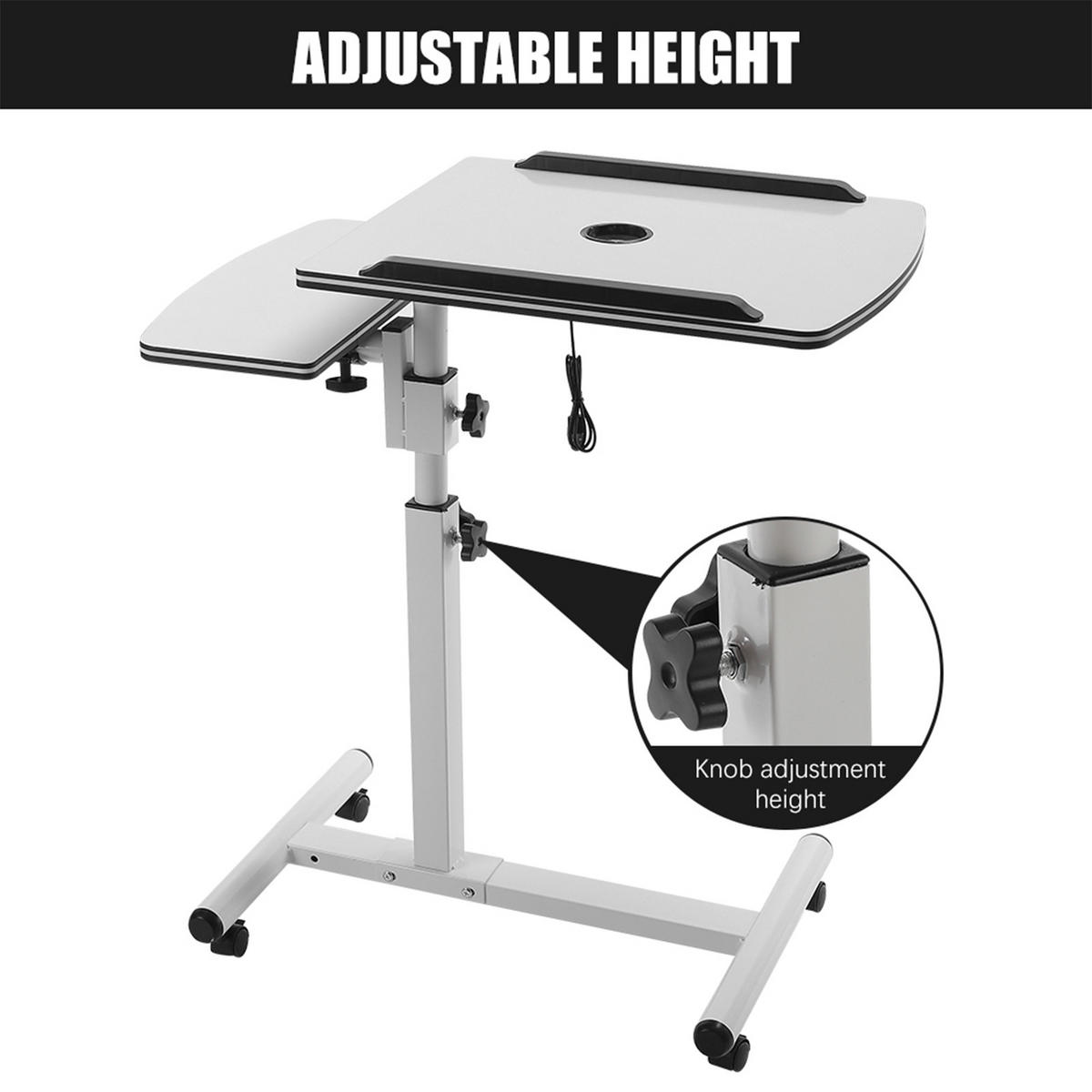 LAPTOPTISCH mit Rollen in Weiß Höhen- und Winkelverstellbarer mobiler Bequem zu Entnehmen 44 x 40 x 58 - 89 cm - Weiß, Metall (40/44/89cm) - Livingandhome