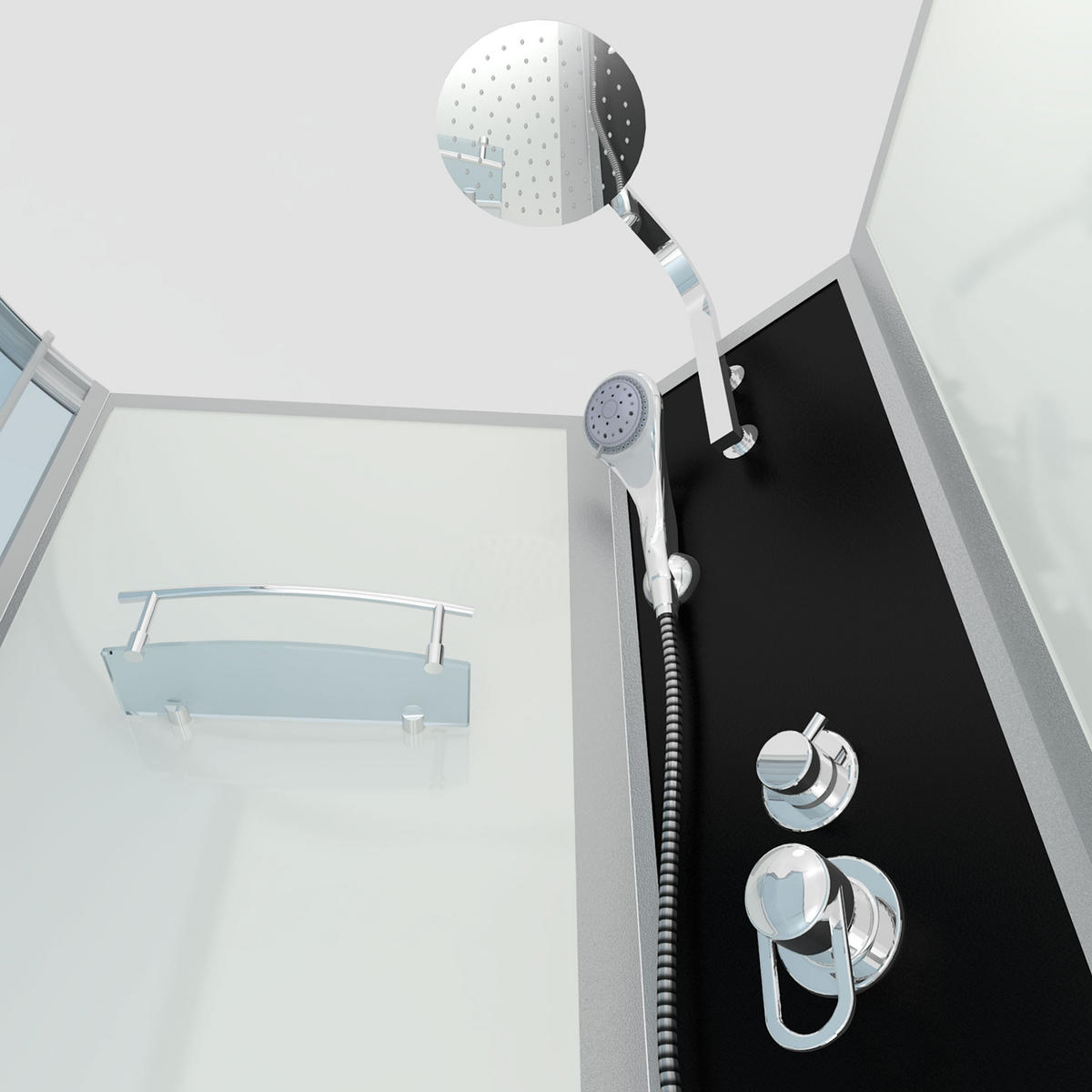 WHIRLPOOL Wanne Duschkabine ws K50-R00-WP 100x170 - Weiß, Glas/Kunststoff (98/225/170cm) - AcquaVapore by Sandra Jentho