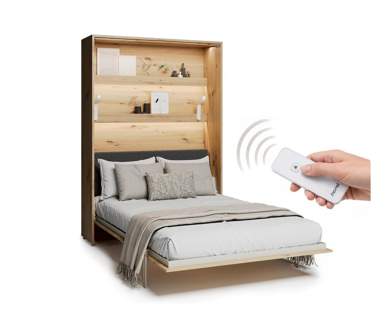 SCHRANKBETT BED CONCEPT BC-36 - Graphitfarben/Eiche Artisan, Holzwerkstoff (140/200cm)