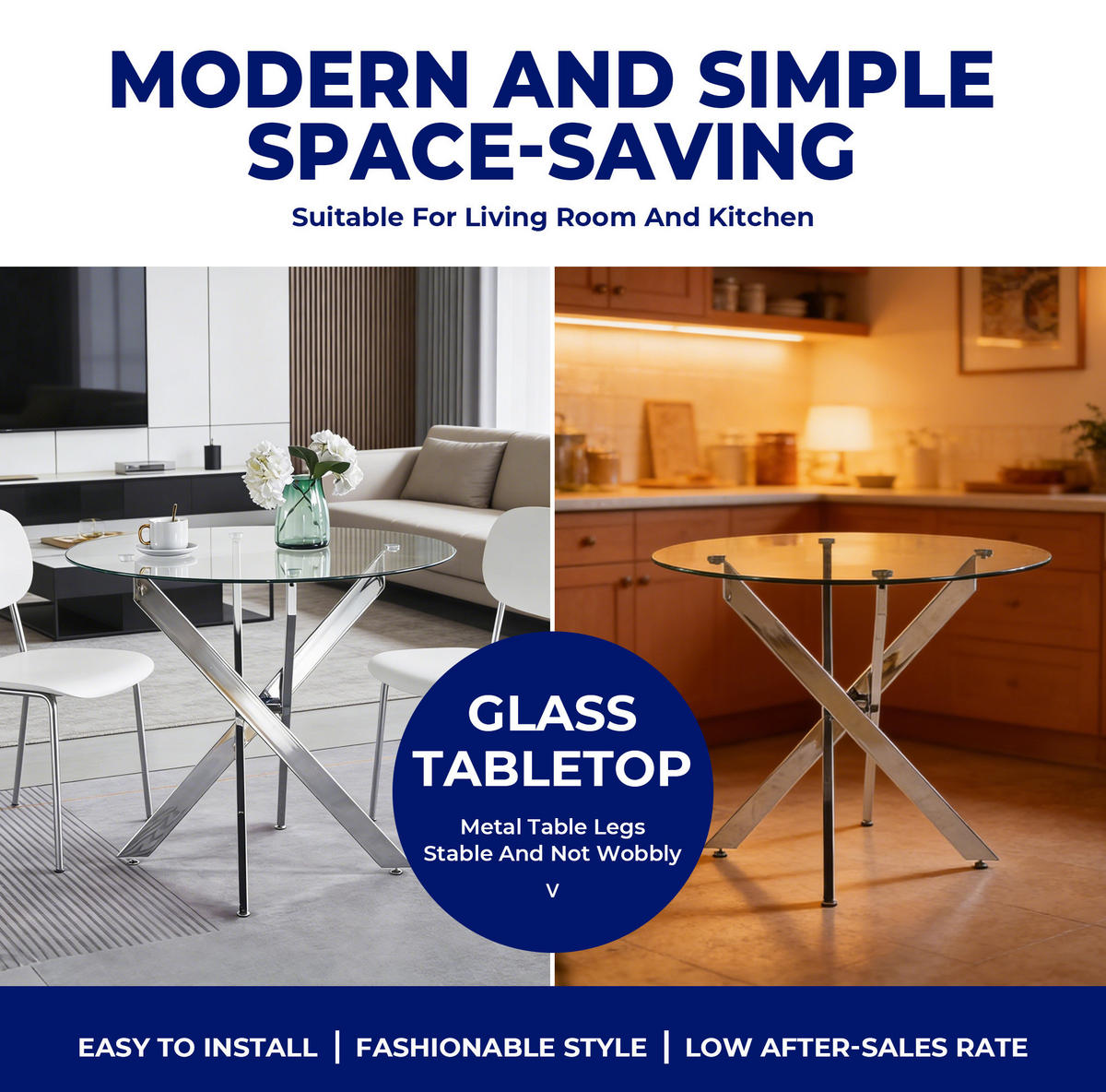 ESSTISCH 80/75/80 cm Silber aus Glas und Metall - Silberfarben, Metall (80/80/75cm) - OKMYHOME