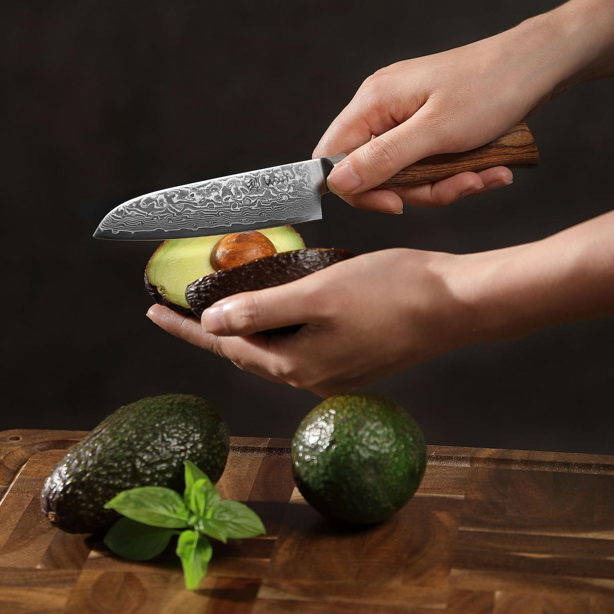 SANTOKUMESSER-SET 2-TEILIG 11–16 cm - Braun, Holz/Metall - Wakoli