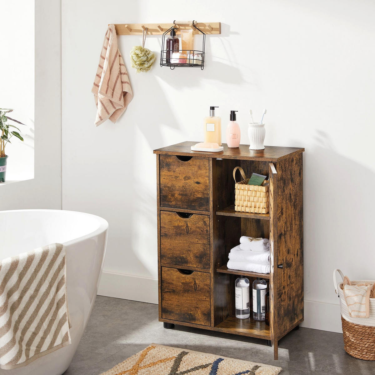 BADEZIMMERSCHRANK AUFBEWAHRUNGSSCHRANK - Braun, Holzwerkstoff (30/80/60cm) - Hansiro