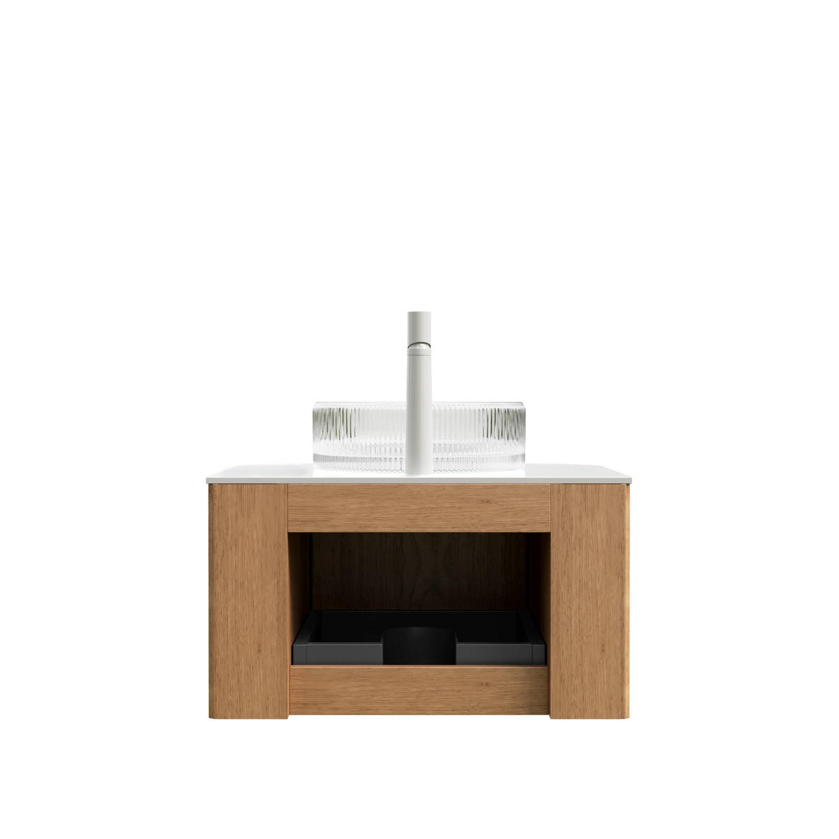 WASCHTISCH Holzfarben/Transparent/Weiß 61/48/48.6 cm - Naturfarben, Holz (61/48.6/48cm) - PANGIVO