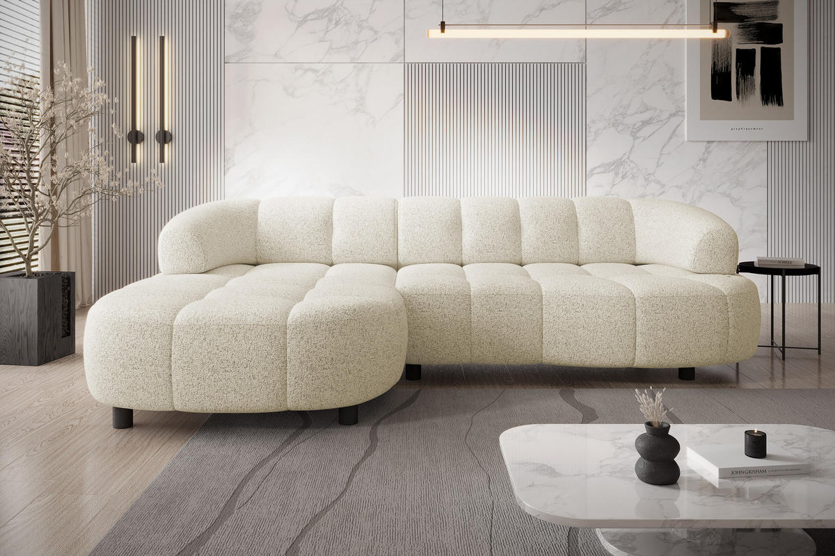 ECKSOFA WESPER S - Eckcouch Mit Elektrischer Sitzverstellung, L-förmig, Freistehend, Relaxfunktion, 183x284x79cm Linke, Beige - Beige, Holz/Textil (113/284cm) - DomoHome