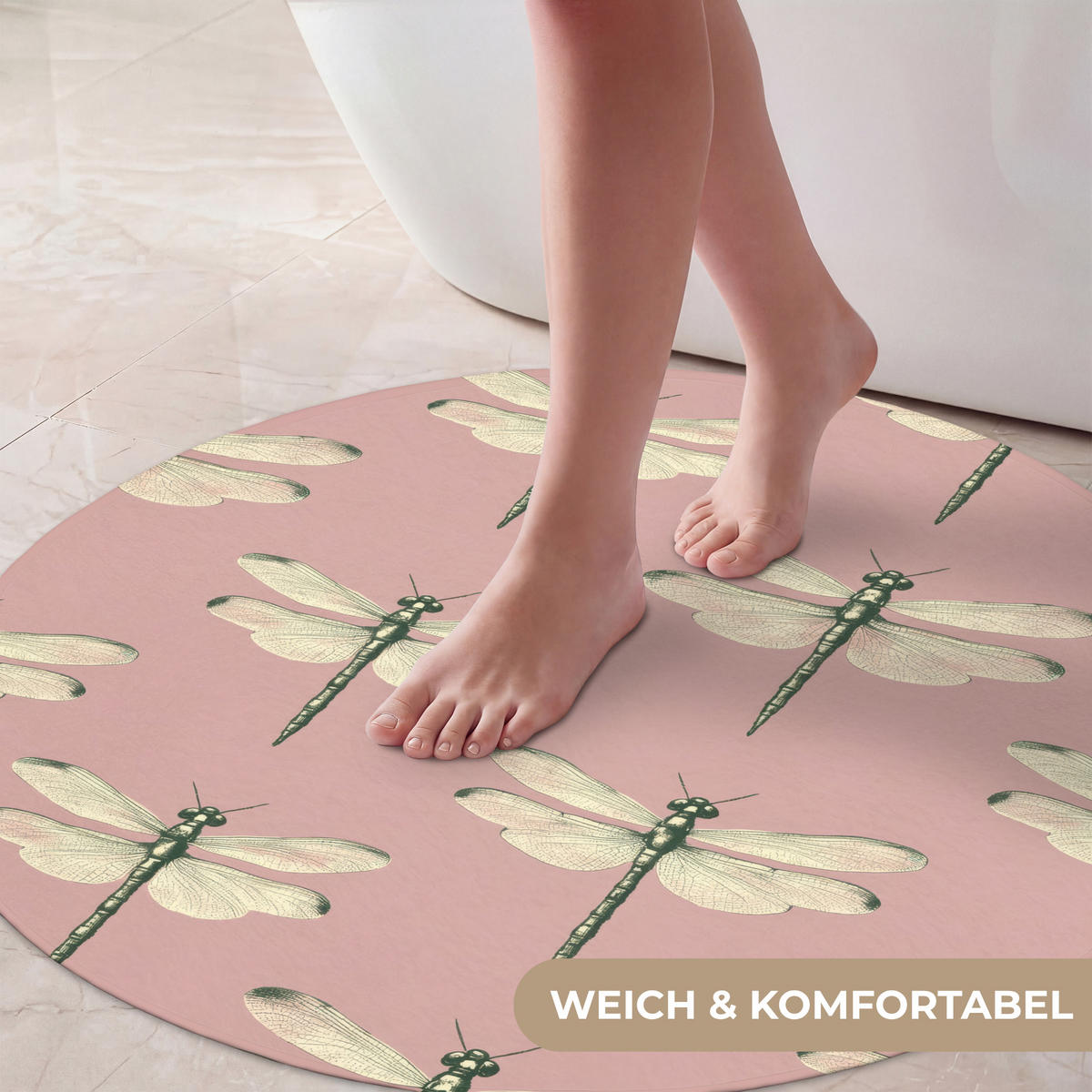 KÚPEĽŇOVÁ PREDLOŽKA Zvončeky - vzor - ružová 70x70 cm - ružová, textil/plast (70/70cm) - OnlyWow