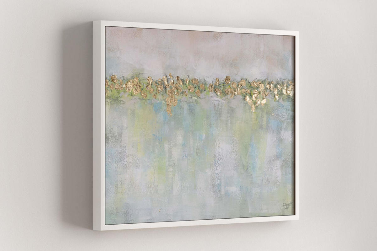 ACRYLBILD HANDGEMALT 100/75 cm - Türkis/Beige, Holz/Textil (100/75cm) - KUNSTLOFT