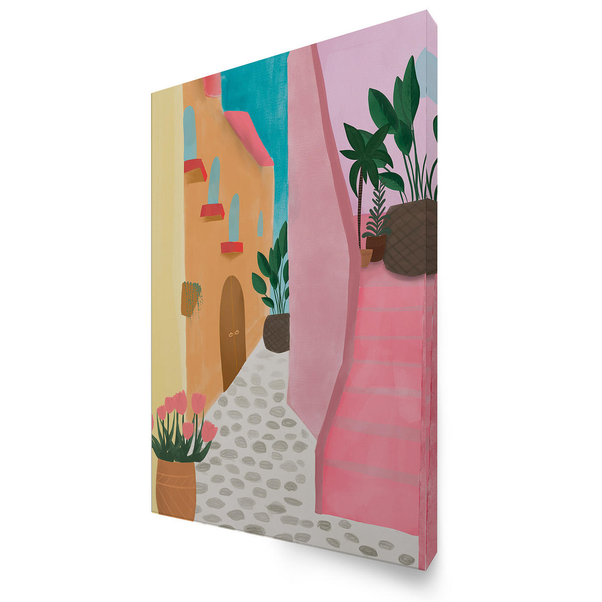LEINWANDBILD Verträumte Allee 70x50cm - Pink/Multicolor, Textil (70/1cm) - Art for the Home