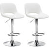 BARHOCKER 2er Set Lederlook weiß - Chromfarben/Weiß, Textil/Metall (42/86/46cm) - CLP