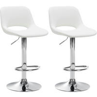 BARHOCKER 2er Set Lederlook weiß - Chromfarben/Weiß, Textil/Metall (42/86/46cm) - CLP
