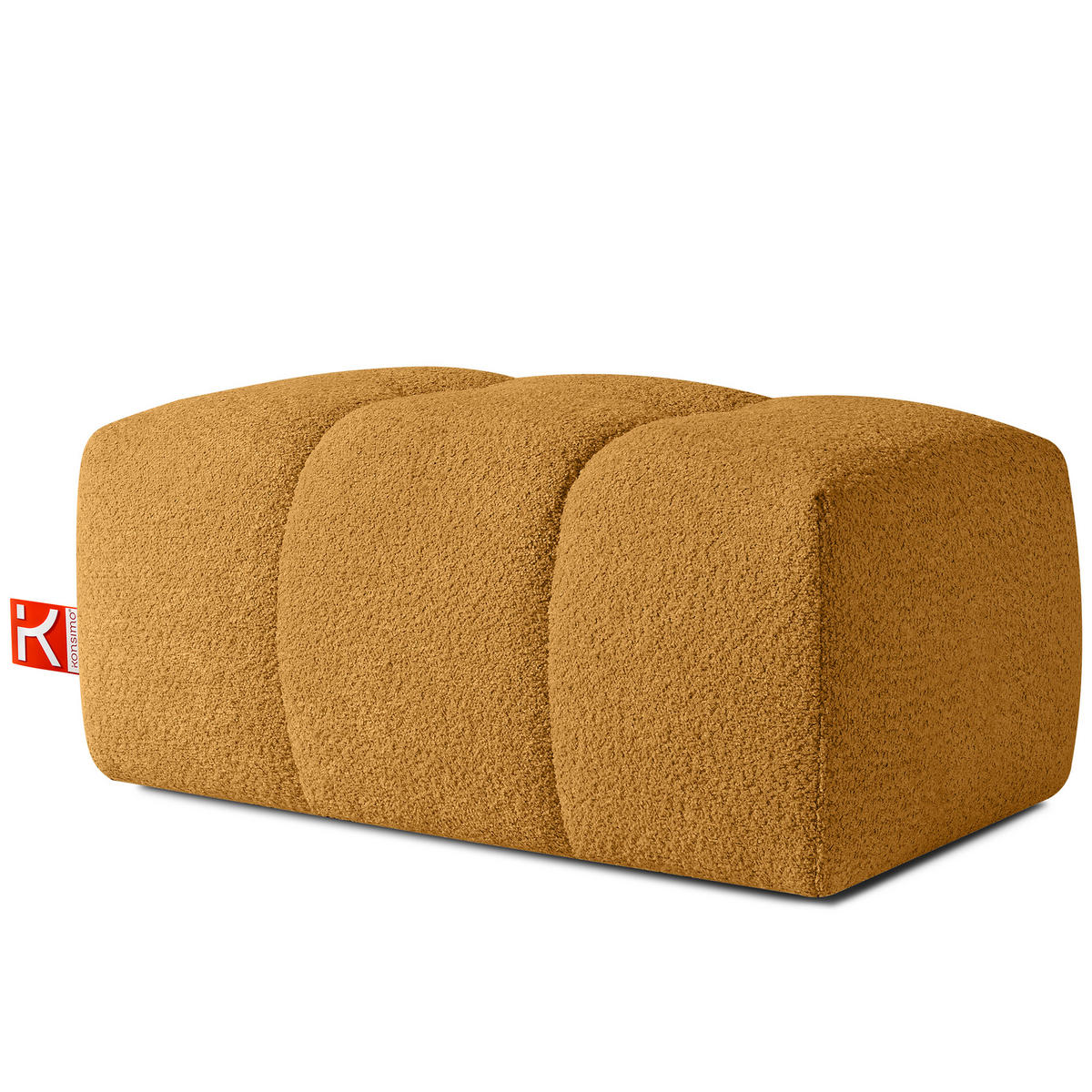 POUF RAVIA, Bouclé, Honigfarbe - Honig, Holz/Textil (96/45/50cm) - KONSIMO®