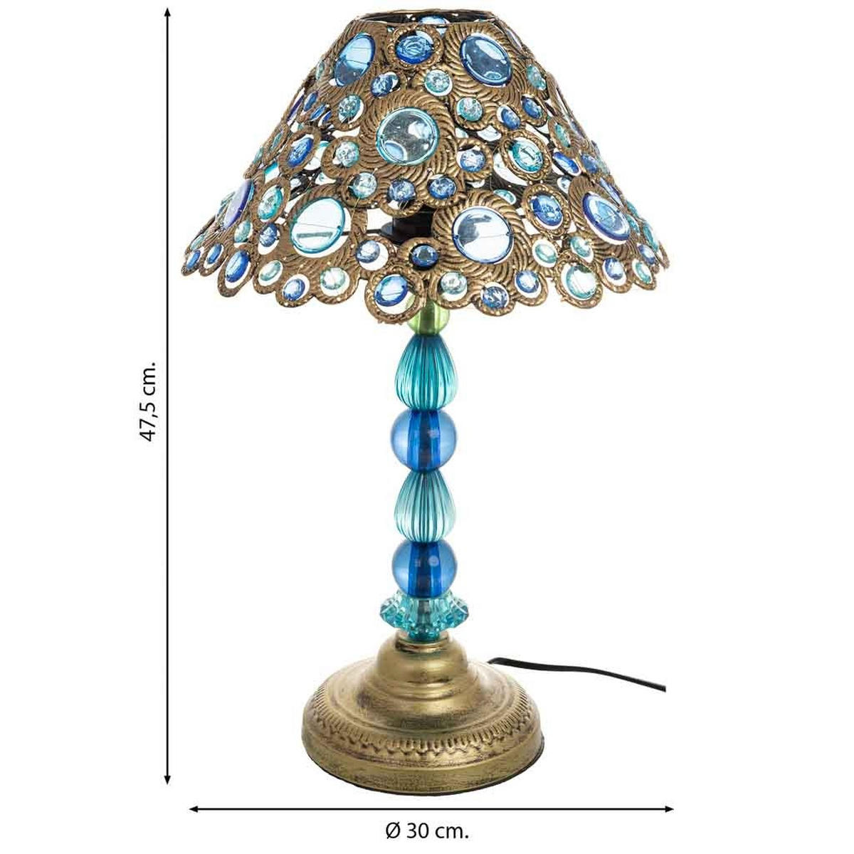 LAMPE aus Metall und Glas, blau, 30x48cm - Blau, Metall (30/30/47cm) - Wanderlust