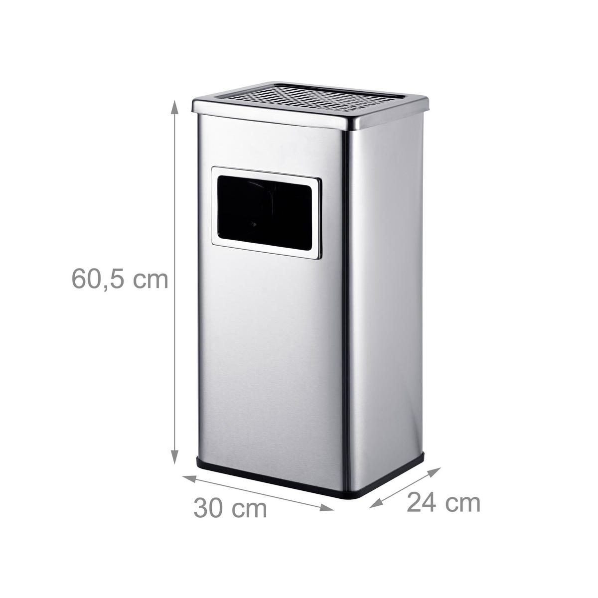 ASKFAT Silver rostfritt stål med papperskorg - Silverfärgad, Metall/Plast (30cm) - Relaxdays
