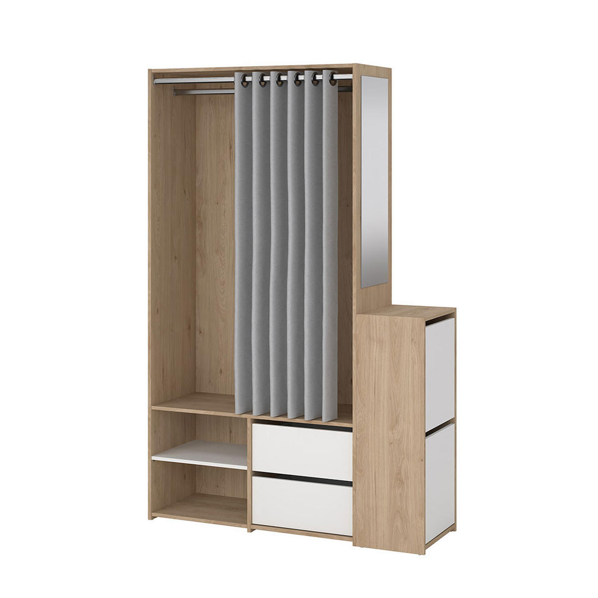KLEIDERSCHRANK Kimmy Walnussfarben 128/41/198 cm - Walnussfarben/Weiß, Holzwerkstoff (128/198/41cm) - ebuy24