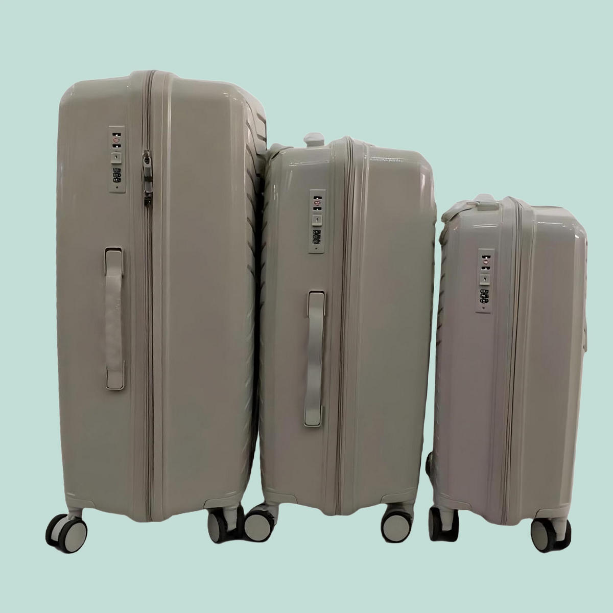 3-TLG.KOFFERSET - Beige, Kunststoff (48/75/29cm) - Relaxdays