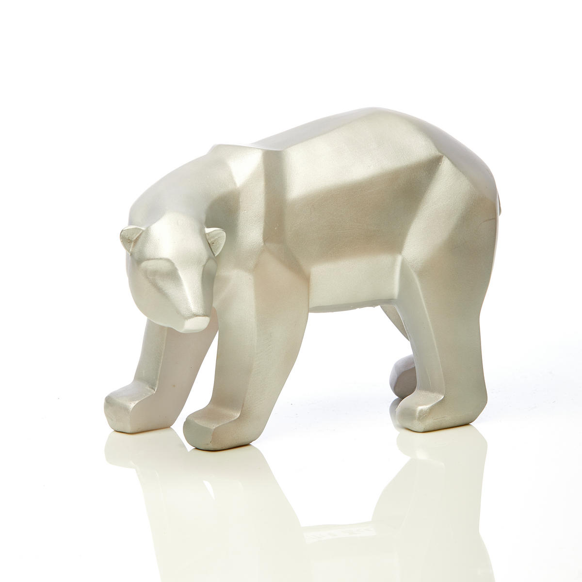 LED-POLYRESIN-FIGUR - Polarbär in Silber mit warmweißer Lampe für stimmungsvolle Dekoration, batteriebetrieben - Silberfarben, Kunststoff (10/15/10cm) - Northpoint