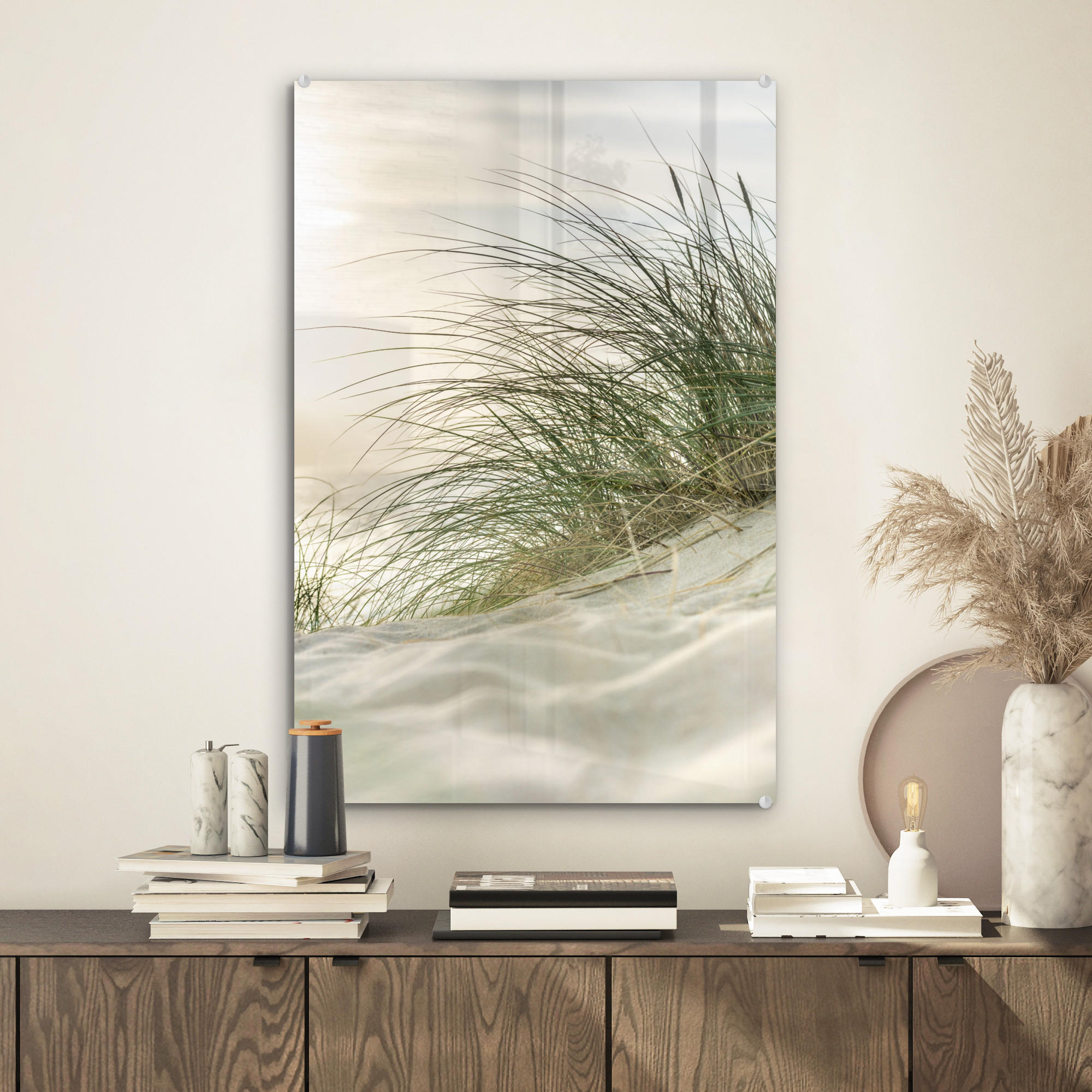 ACRYLGLASBILD Dünen - Strand - Schlewswig-Holstein - Wattenmeer 40x60 cm - Creme, Glas (40/60cm) - MuchoWow