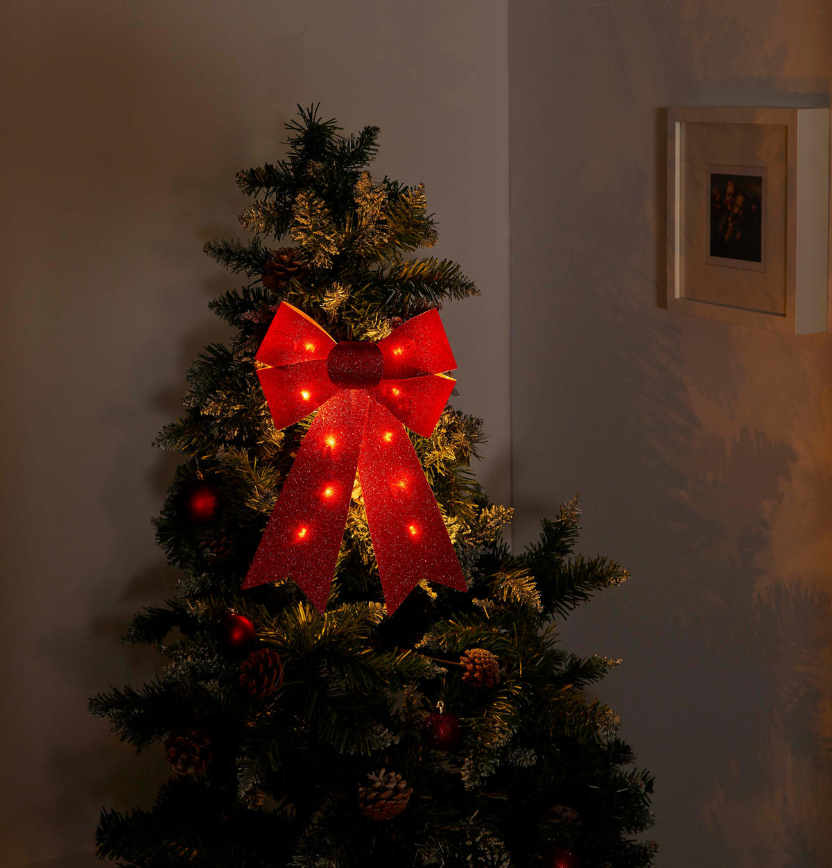 LED-TANNENBAUMSPITZE - batteriebetrieben mit Befestigungsclip und Timerfunktion für festliche Weihnachtsdekoration - Rot, Kunststoff (5/21/24cm) - Northpoint