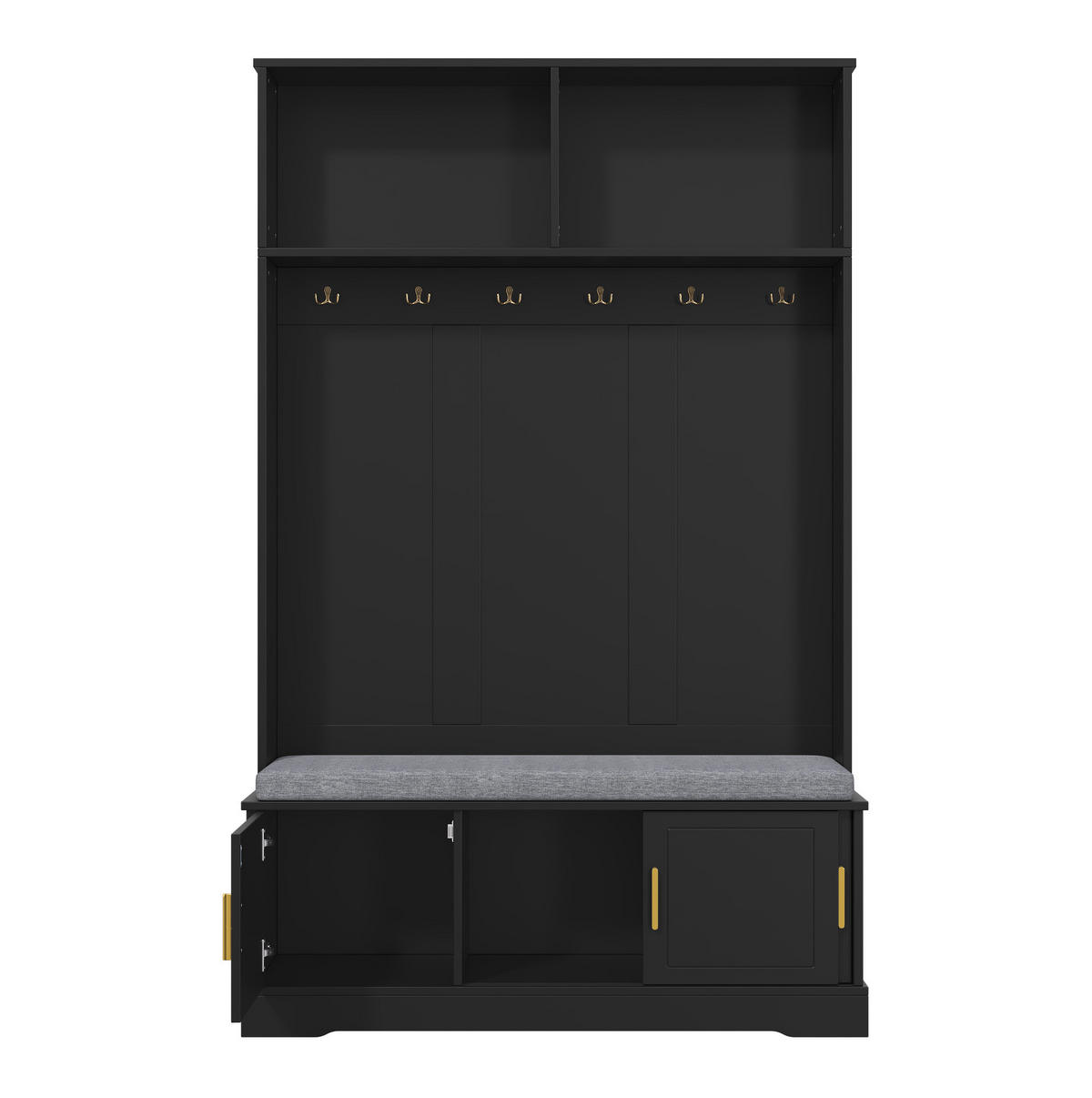 GARDEROBE mit Schuhbank 120 x 40 x 191 cm Schwarz - Schwarz, Holzwerkstoff (40/191/120cm) - Beauniv