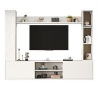 WOHNWAND 4-teilig LED TV-Board Regal Weiß 180cm - Weiß, Holzwerkstoff (180/33.5/35cm) - FLIEKS