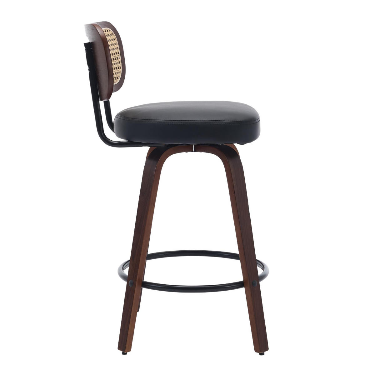 BARHOCKER 2er-Set,Drehstuhl,360° drehbar,PU-Leder,Schwarz - Schwarz, Holz (42/90/56cm) - LVHOM