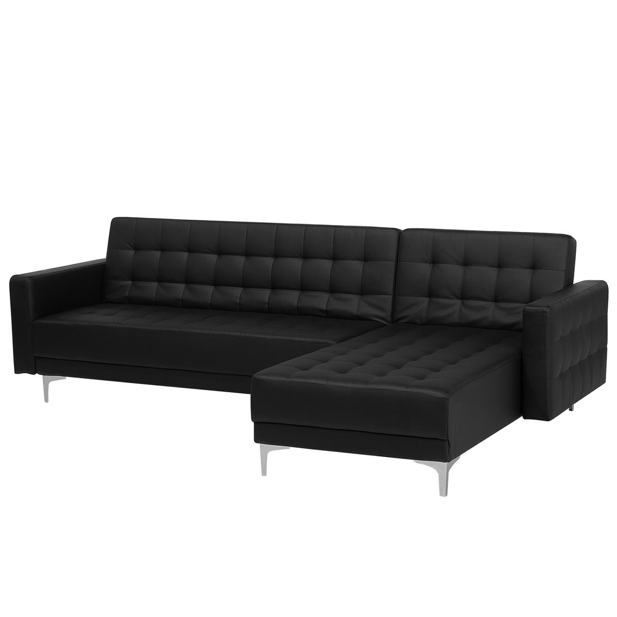 ECKSOFA Kunstleder Schwarz rechtsseitig Aberdeen - Schwarz, Textil (267/168cm) - Beliani