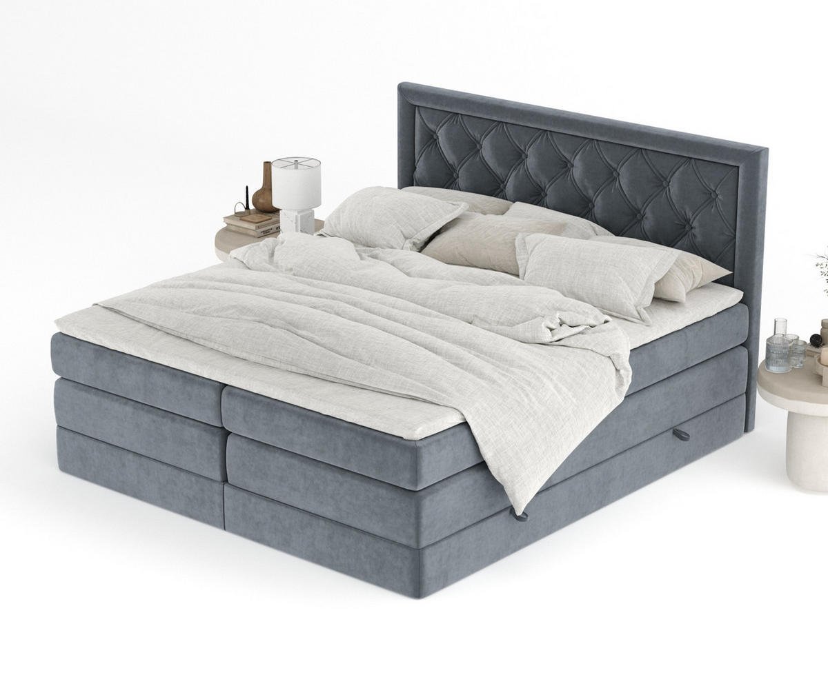 BOXSPRINGBETT Aurelia Grau 160/200 cm - Schwarz/Grau, Holz/Holzwerkstoff (160/200cm) - Maison de Reve
