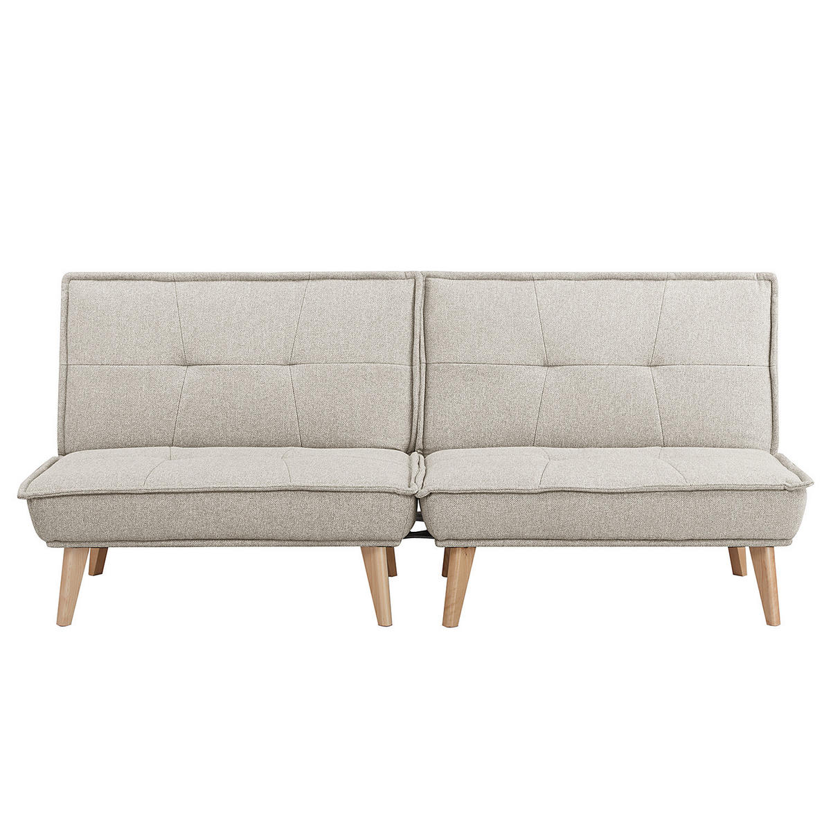 SCHLAFSOFA - Textil / Kiefer teilmassiv - Eichefarben/Hellgrau, Holz/Birkenholz (198/84/83cm) - home24