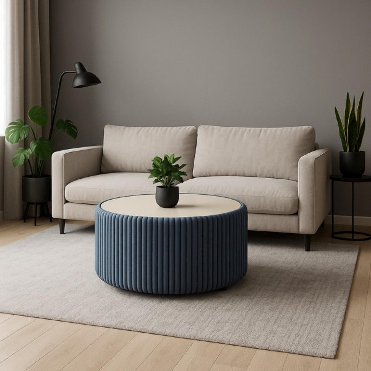 TISCH Grafit MIJA Gepolstert Tilia 89x89x42 cm Aus Holzwerkstoff - Grau, Holzwerkstoff (89/89/42cm) - Sepro Meble