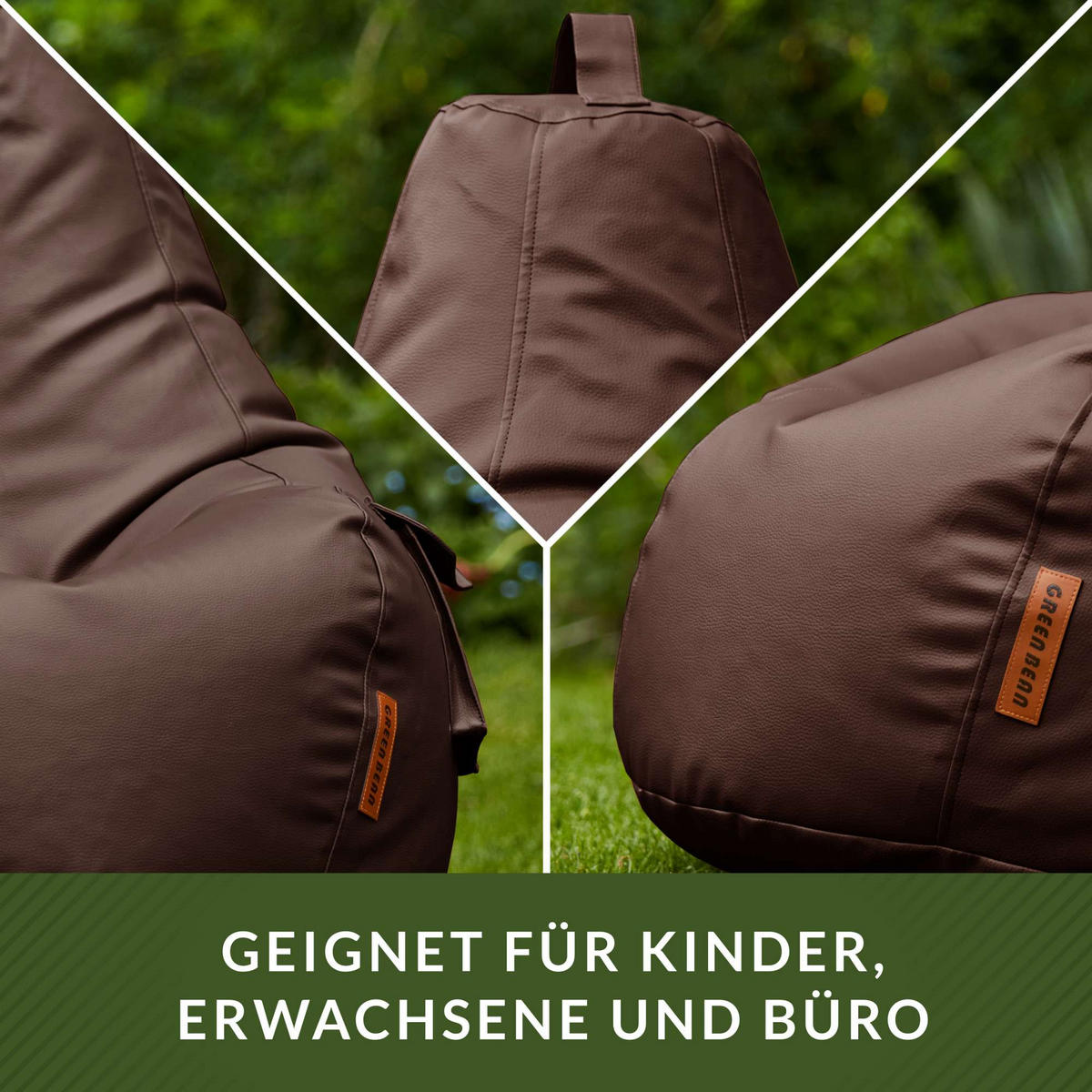 GAMING SITZSACK Cozy Kunstleder - Dunkelbraun, Textil (70/90/90cm) - Green Bean