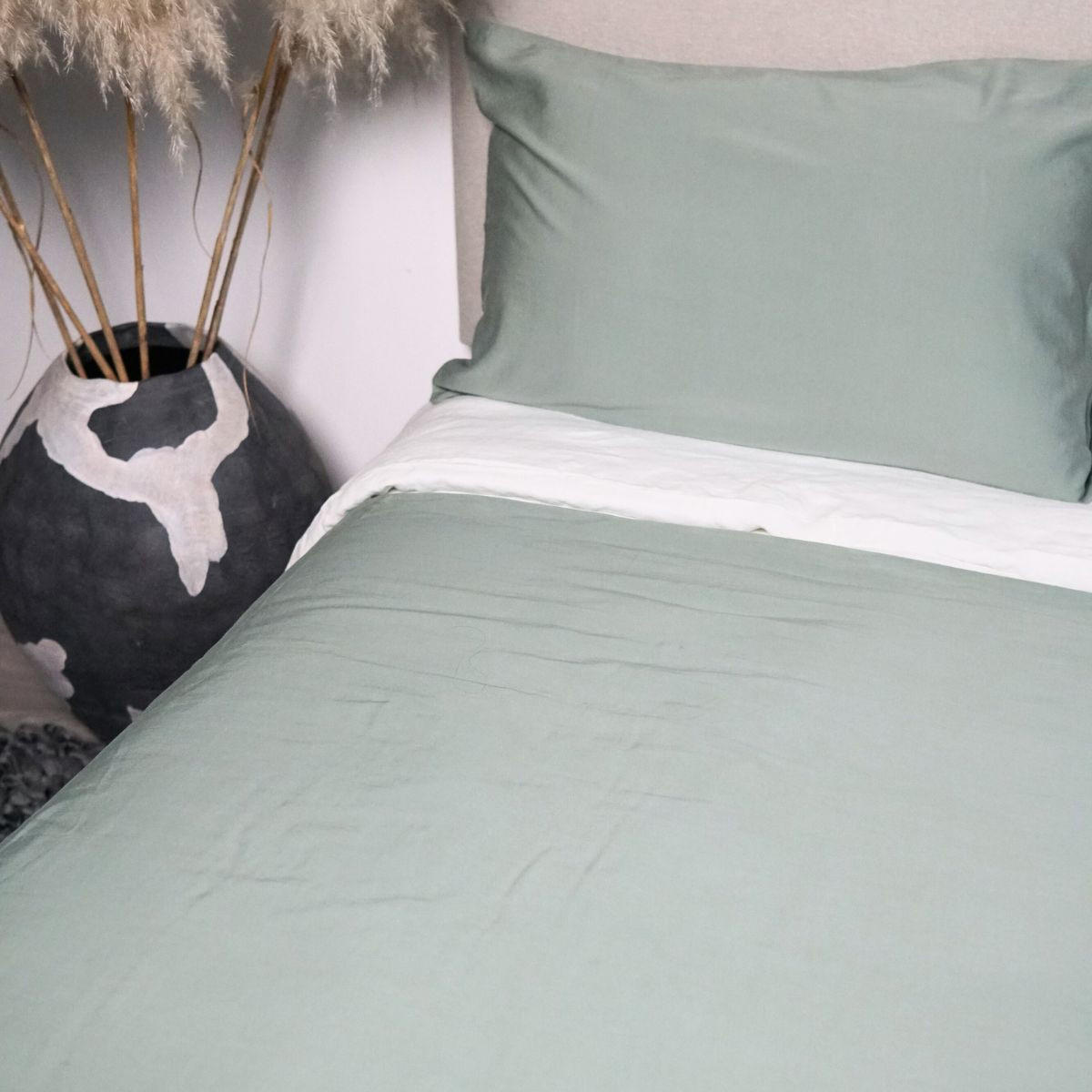 BETTBEZUG. Baumwolle 100%. Satin 300 Fäden. “LISBON” - Grün, Textil (260/240cm) - SOWL