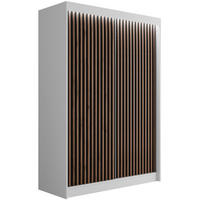 KLEIDERSCHRANK mit LED, Lamel-Schiebetüren VILANv2 - 120 cm Weiß + Lamelle Eiche Wotan - Eiche Wotan/Weiß, Holzwerkstoff (120/215/61cm) - ALTDECOR