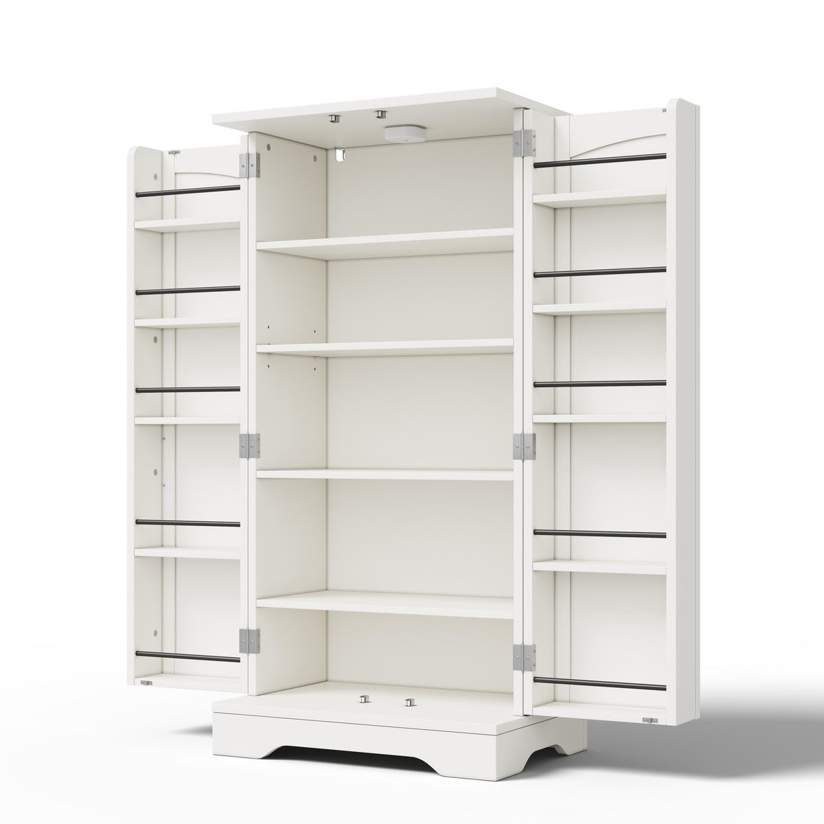 HOCHSCHRANK mit LED-Sensorlicht, 3D-Wellenmuster aus MDF, verstellbares Regal, 120/60/40 cm, Weiß - Weiß, Holzwerkstoff (60/120/40cm) - Redom