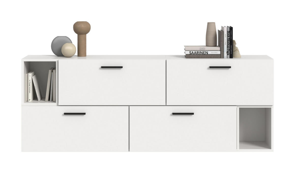 WOHNWAND The One weiß 176/34/97 cm - Weiß, Holzwerkstoff (176/97/34cm) - Xonox