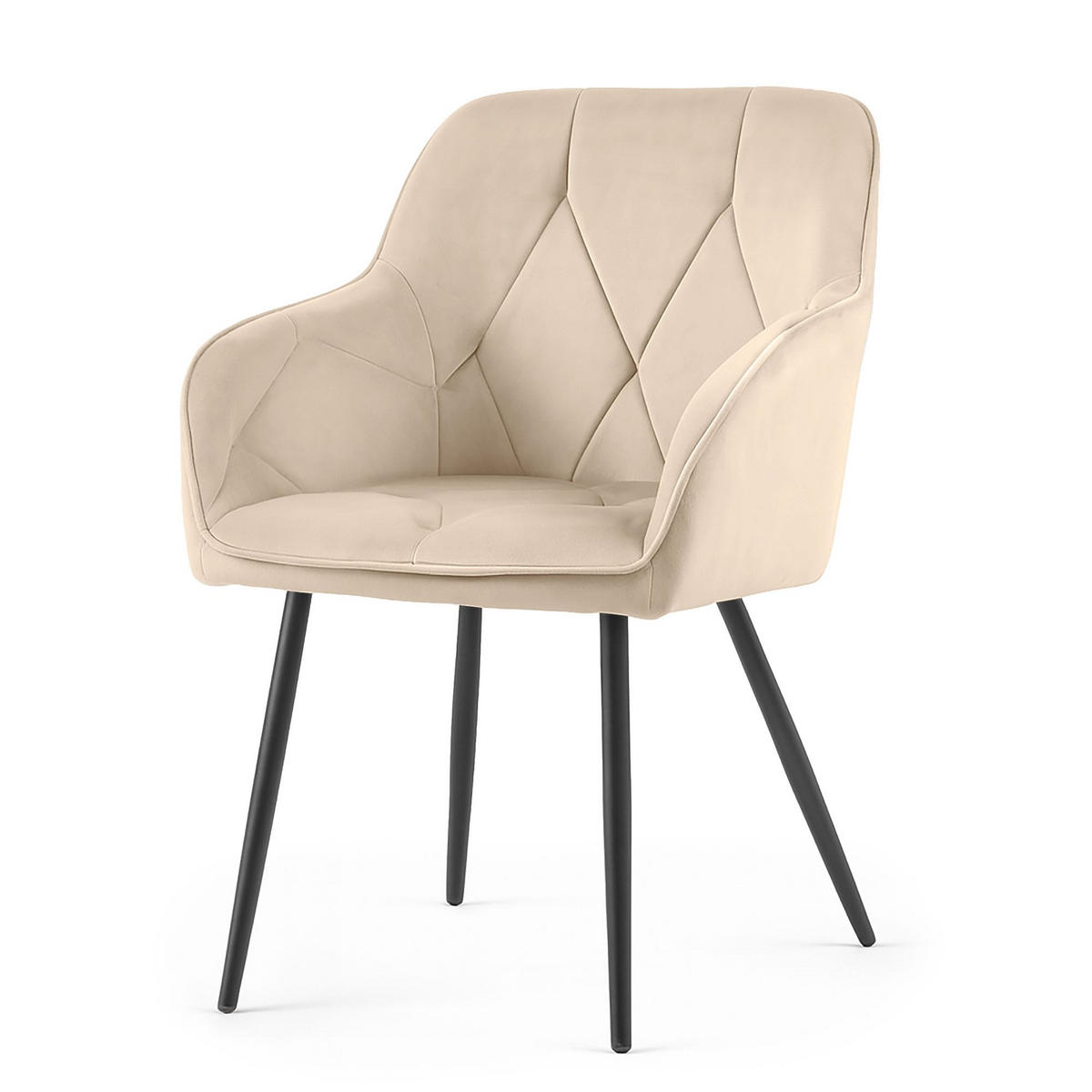 POLSTERSTUHL 4er Set, Metallbeine Beige, Schwarz 54,5/82,5/58 - Beige/Schwarz, Textil (55/83/58cm) - RAUMHIRSCH FURNITURE